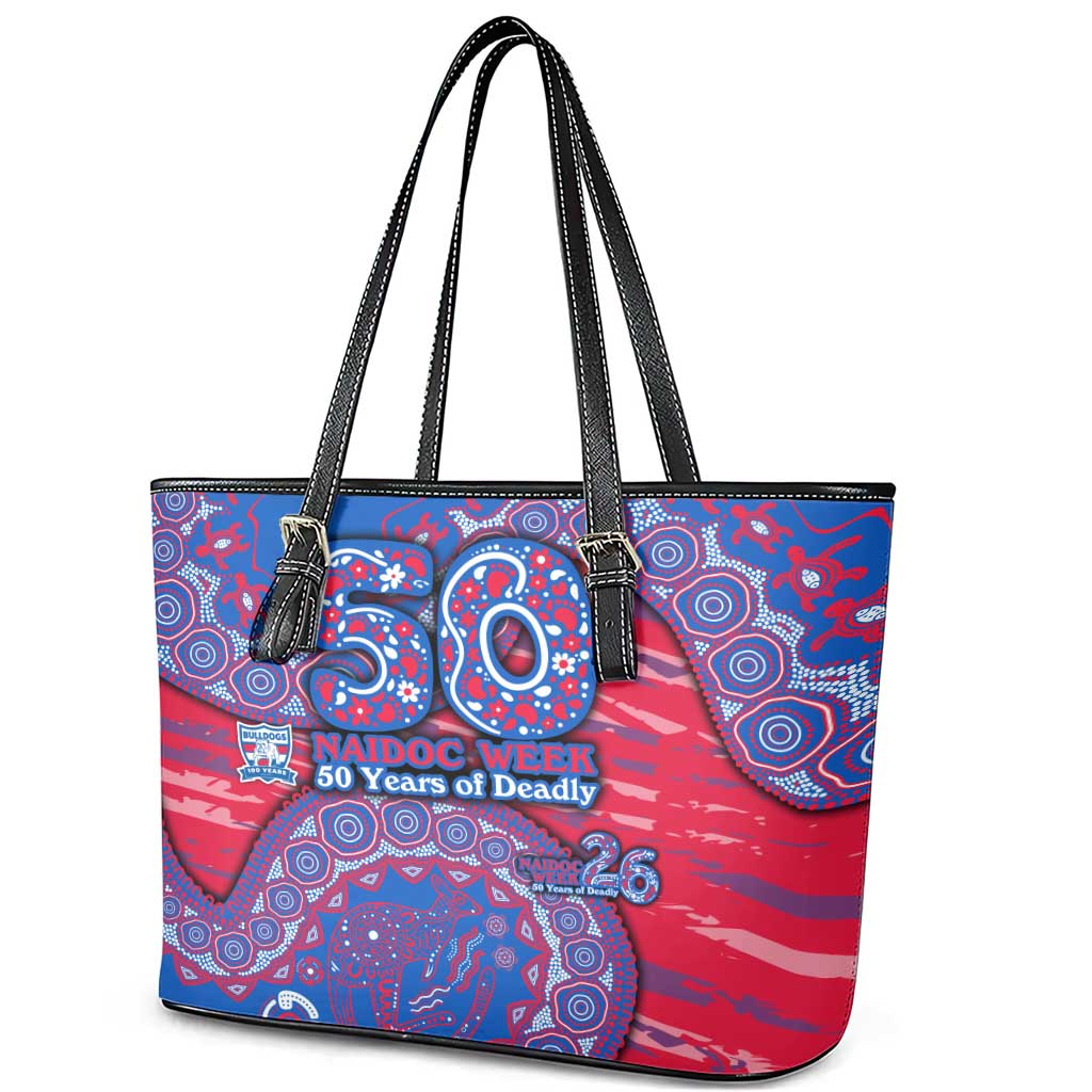 Western Bulldogs NAIDOC Week 2026 Leather Tote Bag Australian Aboriginal Dot Art Dreamtime Pattern Style