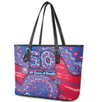 Western Bulldogs NAIDOC Week 2026 Leather Tote Bag Australian Aboriginal Dot Art Dreamtime Pattern Style