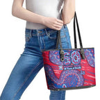 Western Bulldogs NAIDOC Week 2026 Leather Tote Bag Australian Aboriginal Dot Art Dreamtime Pattern Style