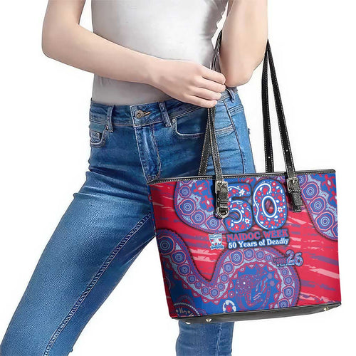 Western Bulldogs NAIDOC Week 2026 Leather Tote Bag Australian Aboriginal Dot Art Dreamtime Pattern Style