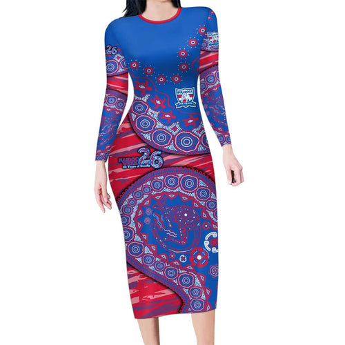 Western Bulldogs NAIDOC Week 2026 Long Sleeve Bodycon Dress Australian Aboriginal Dot Art Dreamtime Pattern Style
