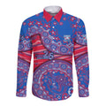 Western Bulldogs NAIDOC Week 2026 Long Sleeve Button Shirt Australian Aboriginal Dot Art Dreamtime Pattern Style