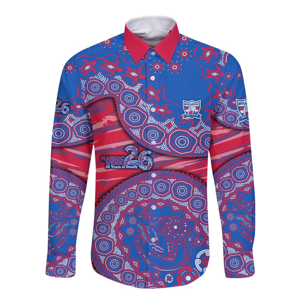 Western Bulldogs NAIDOC Week 2026 Long Sleeve Button Shirt Australian Aboriginal Dot Art Dreamtime Pattern Style