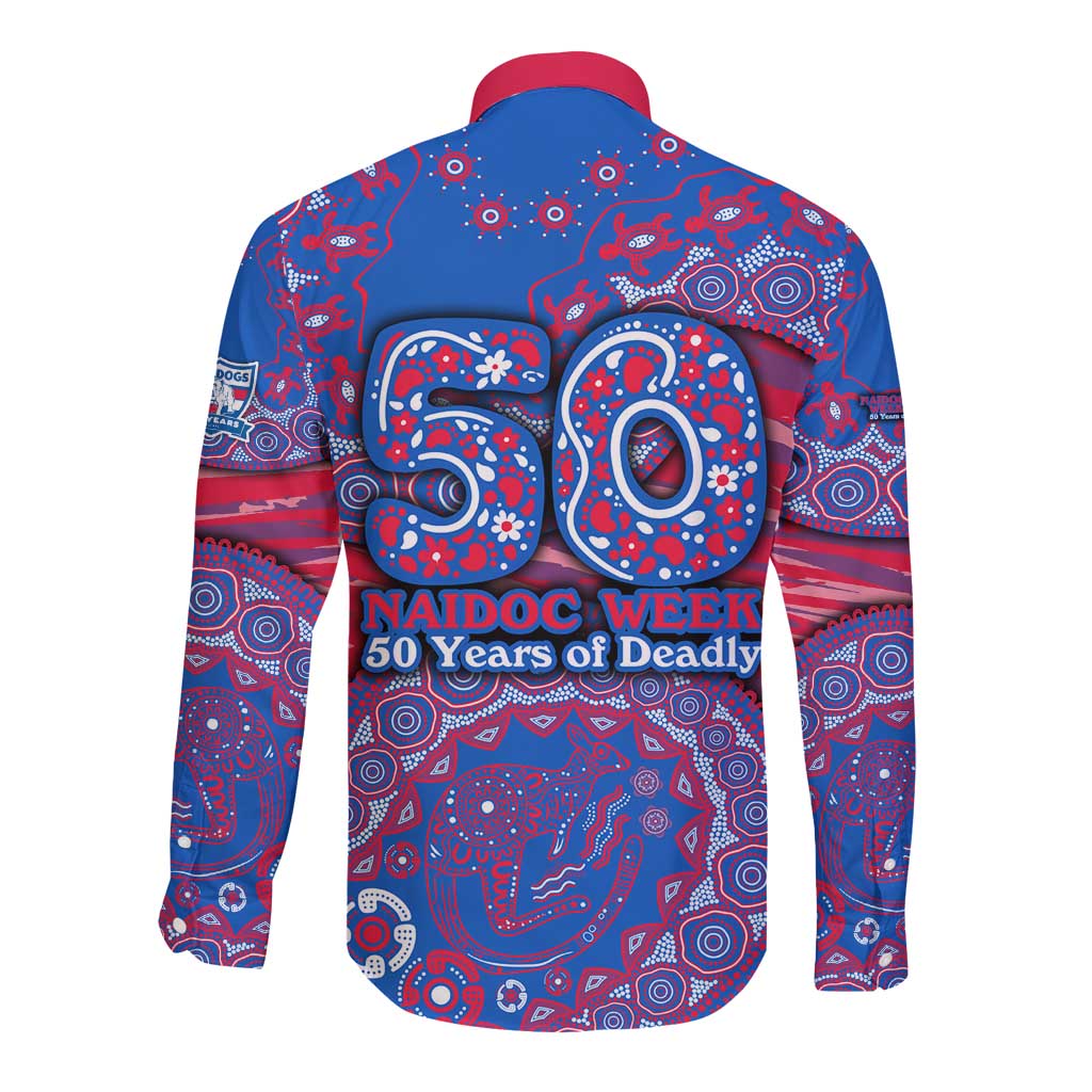 Western Bulldogs NAIDOC Week 2026 Long Sleeve Button Shirt Australian Aboriginal Dot Art Dreamtime Pattern Style