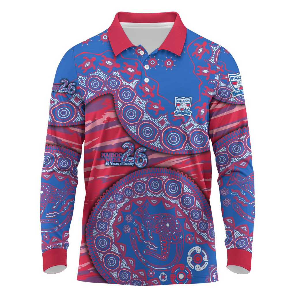 Western Bulldogs NAIDOC Week 2026 Long Sleeve Polo Shirt Australian Aboriginal Dot Art Dreamtime Pattern Style
