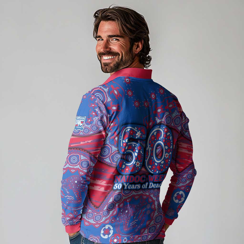Western Bulldogs NAIDOC Week 2026 Long Sleeve Polo Shirt Australian Aboriginal Dot Art Dreamtime Pattern Style