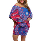Western Bulldogs NAIDOC Week 2026 Off Shoulder Short Dress Australian Aboriginal Dot Art Dreamtime Pattern Style