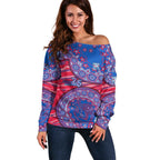 Western Bulldogs NAIDOC Week 2026 Off Shoulder Sweater Australian Aboriginal Dot Art Dreamtime Pattern Style