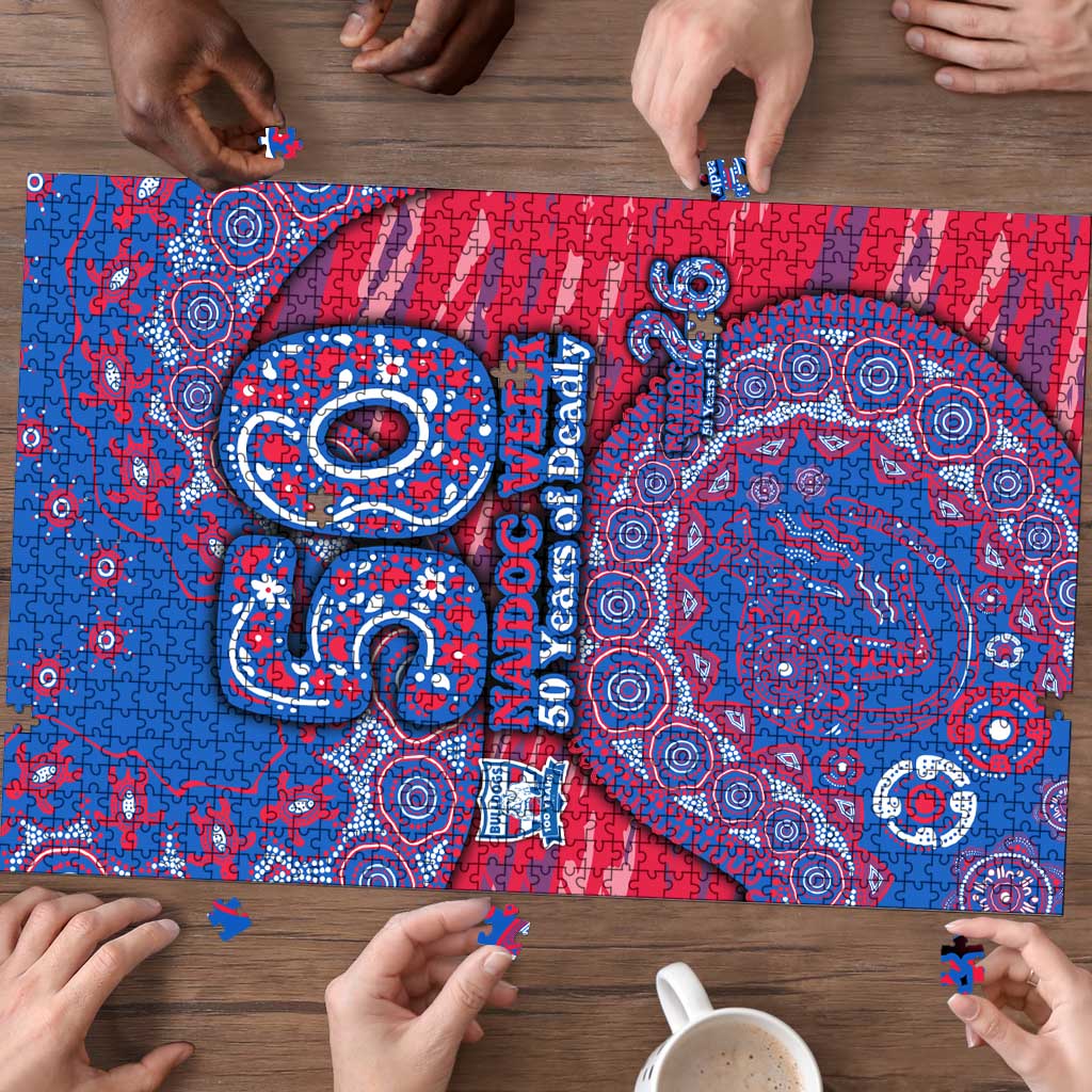 Western Bulldogs NAIDOC Week 2026 Puzzle Australian Aboriginal Dot Art Dreamtime Pattern Style