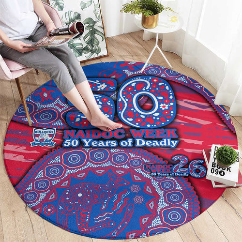Western Bulldogs NAIDOC Week 2026 Round Carpet Australian Aboriginal Dot Art Dreamtime Pattern Style