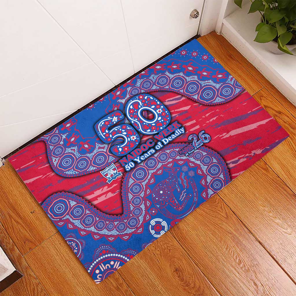 Western Bulldogs NAIDOC Week 2026 Rubber Doormat Australian Aboriginal Dot Art Dreamtime Pattern Style