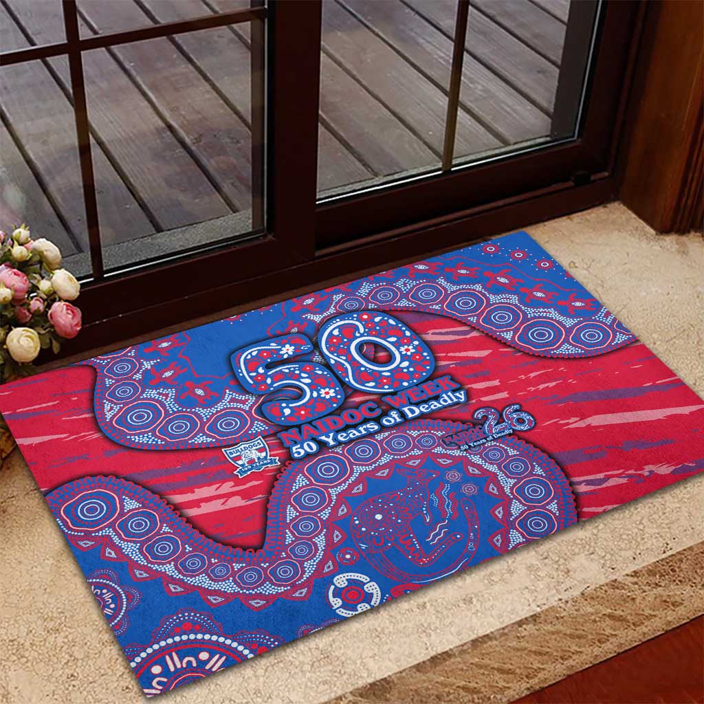 Western Bulldogs NAIDOC Week 2026 Rubber Doormat Australian Aboriginal Dot Art Dreamtime Pattern Style