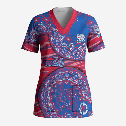 Western Bulldogs NAIDOC Week 2026 Scrub Top Australian Aboriginal Dot Art Dreamtime Pattern Style