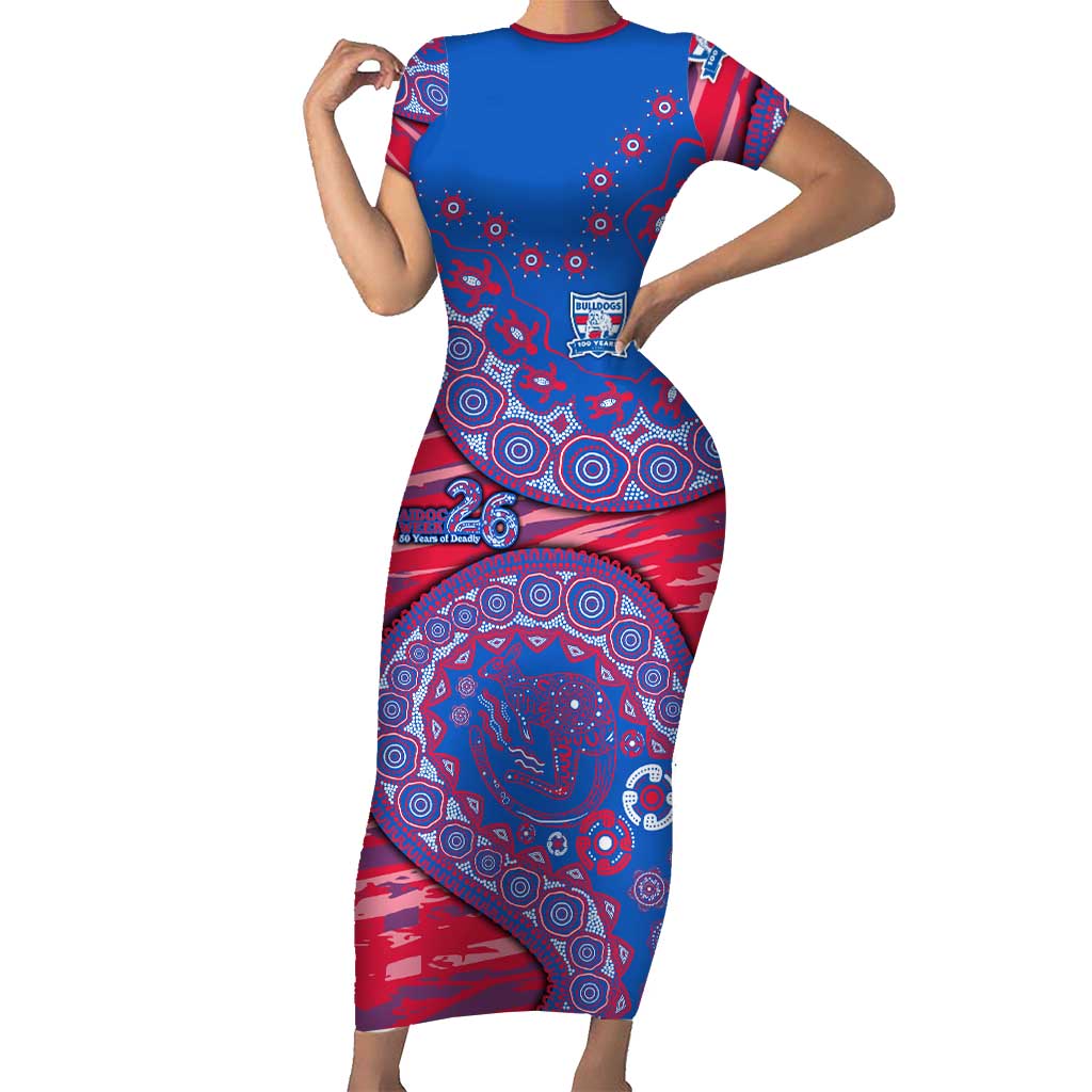 Western Bulldogs NAIDOC Week 2026 Short Sleeve Bodycon Dress Australian Aboriginal Dot Art Dreamtime Pattern Style