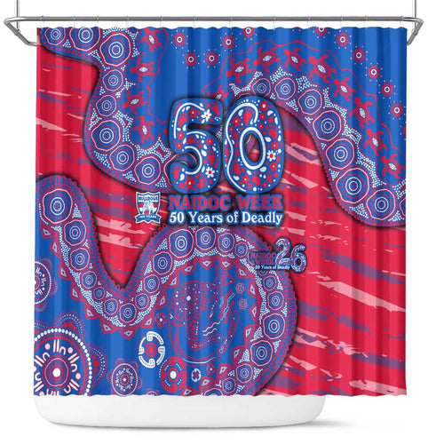 Western Bulldogs NAIDOC Week 2026 Shower Curtain Australian Aboriginal Dot Art Dreamtime Pattern Style