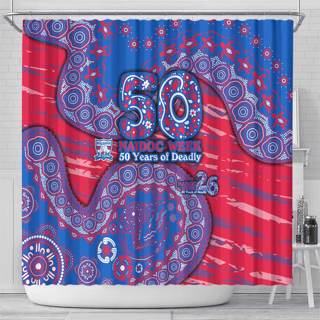 Western Bulldogs NAIDOC Week 2026 Shower Curtain Australian Aboriginal Dot Art Dreamtime Pattern Style