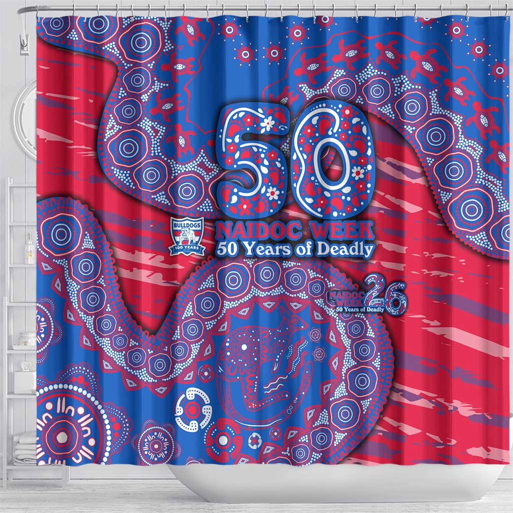 Western Bulldogs NAIDOC Week 2026 Shower Curtain Australian Aboriginal Dot Art Dreamtime Pattern Style