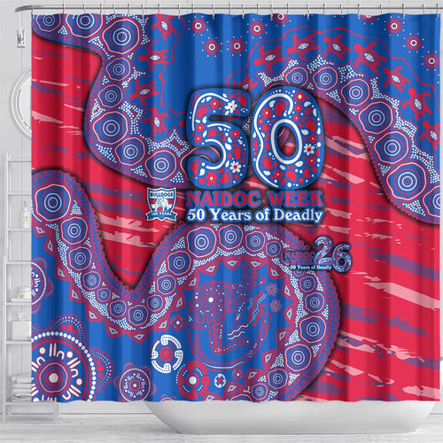 Western Bulldogs NAIDOC Week 2026 Shower Curtain Australian Aboriginal Dot Art Dreamtime Pattern Style