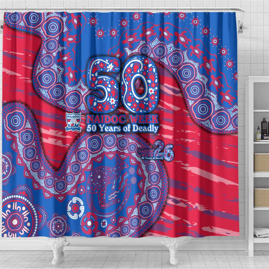 Western Bulldogs NAIDOC Week 2026 Shower Curtain Australian Aboriginal Dot Art Dreamtime Pattern Style