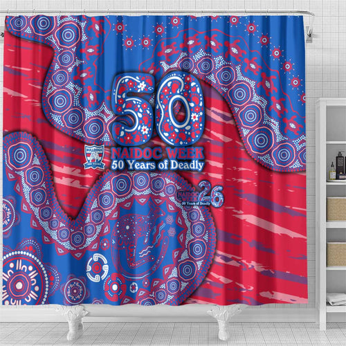 Western Bulldogs NAIDOC Week 2026 Shower Curtain Australian Aboriginal Dot Art Dreamtime Pattern Style