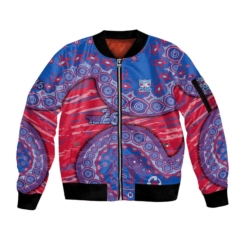 Western Bulldogs NAIDOC Week 2026 Sleeve Zip Bomber Jacket Australian Aboriginal Dot Art Dreamtime Pattern Style