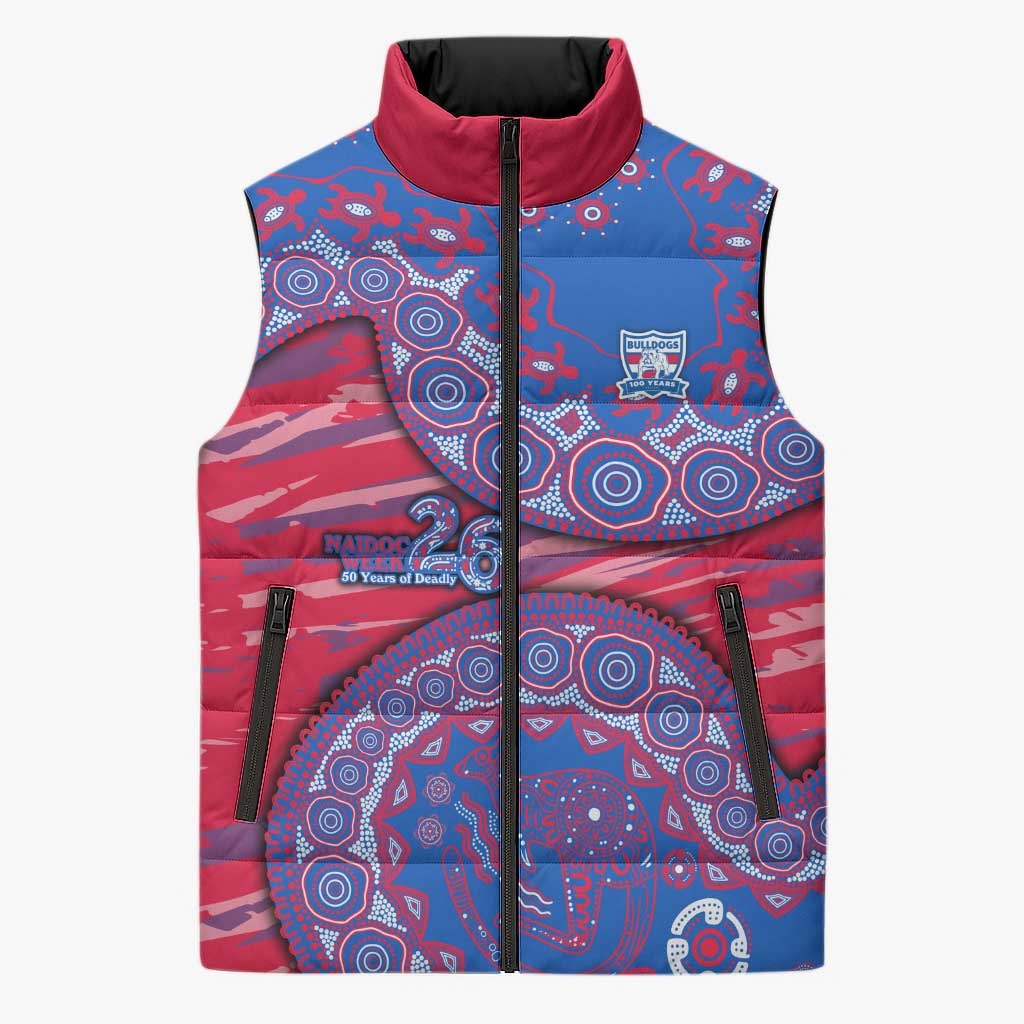 Western Bulldogs NAIDOC Week 2026 Sleeveless Puffer Jacket Australian Aboriginal Dot Art Dreamtime Pattern Style