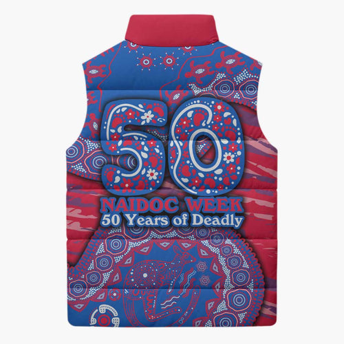 Western Bulldogs NAIDOC Week 2026 Sleeveless Puffer Jacket Australian Aboriginal Dot Art Dreamtime Pattern Style