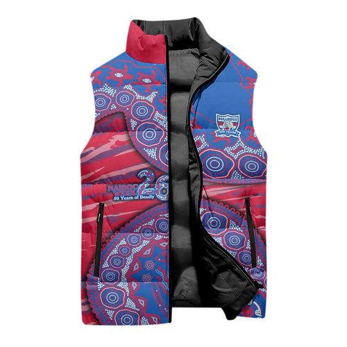 Western Bulldogs NAIDOC Week 2026 Sleeveless Puffer Jacket Australian Aboriginal Dot Art Dreamtime Pattern Style