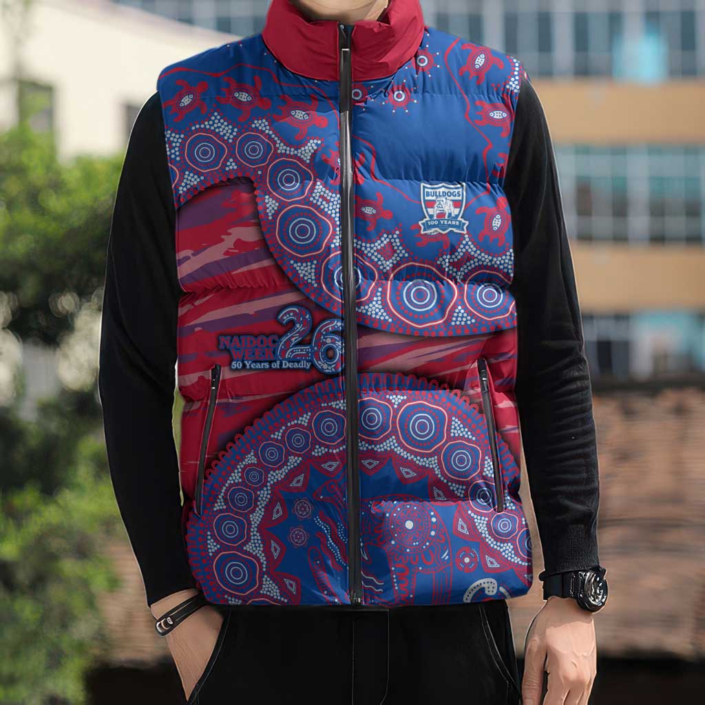 Western Bulldogs NAIDOC Week 2026 Sleeveless Puffer Jacket Australian Aboriginal Dot Art Dreamtime Pattern Style