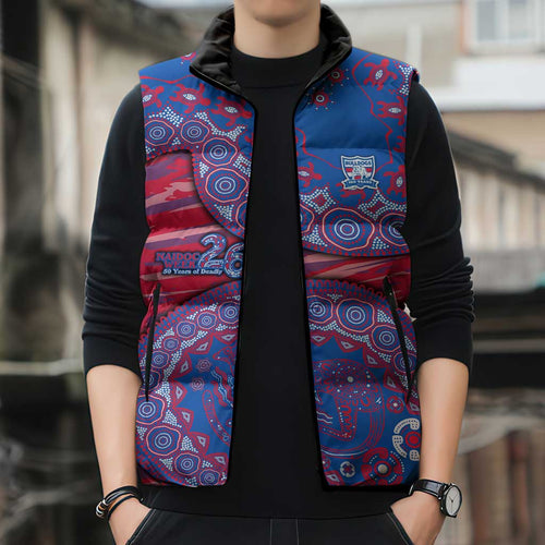Western Bulldogs NAIDOC Week 2026 Sleeveless Puffer Jacket Australian Aboriginal Dot Art Dreamtime Pattern Style