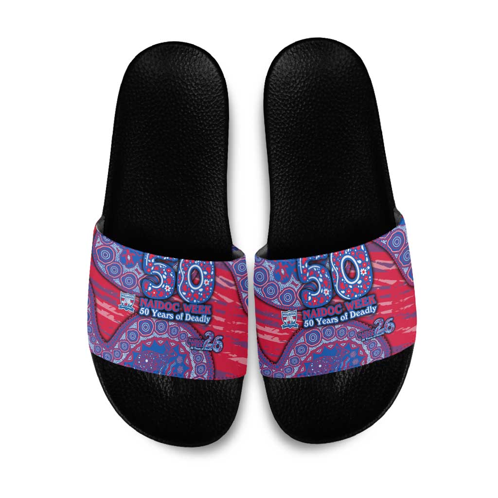 Western Bulldogs NAIDOC Week 2026 Slide Sandals Australian Aboriginal Dot Art Dreamtime Pattern Style