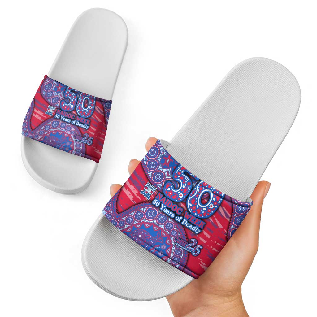 Western Bulldogs NAIDOC Week 2026 Slide Sandals Australian Aboriginal Dot Art Dreamtime Pattern Style