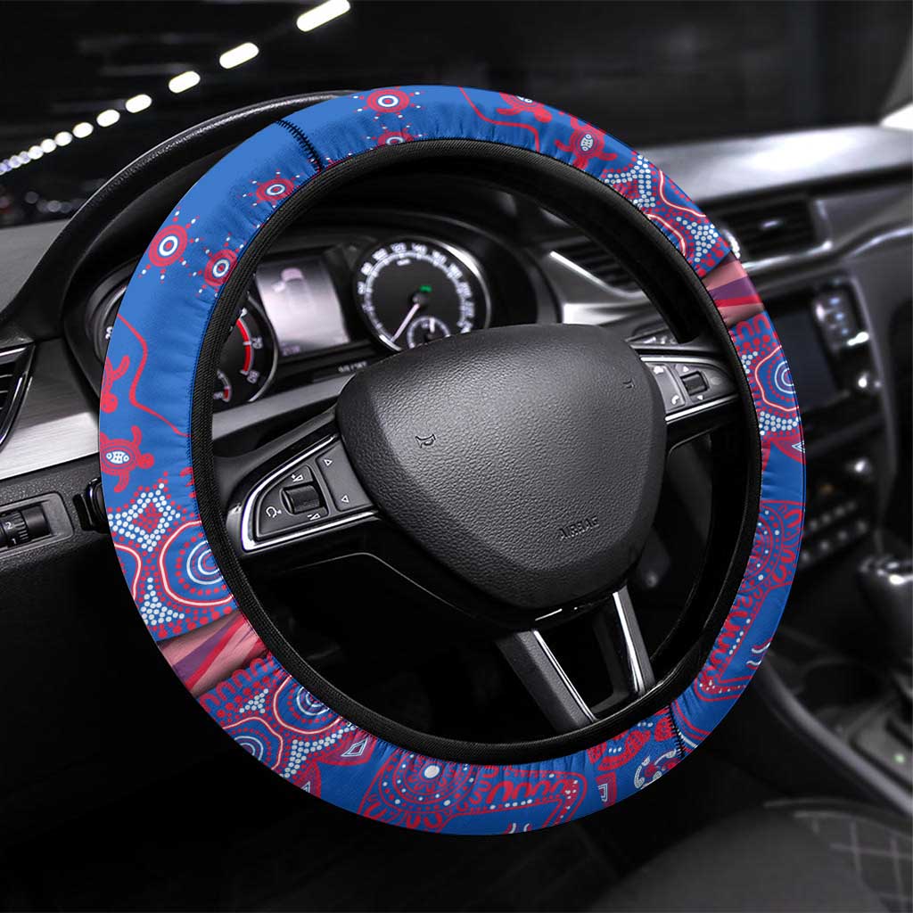 Western Bulldogs NAIDOC Week 2026 Steering Wheel Cover Australian Aboriginal Dot Art Dreamtime Pattern Style