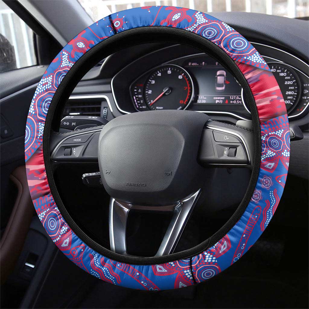 Western Bulldogs NAIDOC Week 2026 Steering Wheel Cover Australian Aboriginal Dot Art Dreamtime Pattern Style