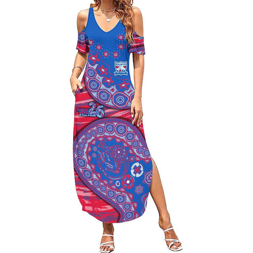 Western Bulldogs NAIDOC Week 2026 Summer Maxi Dress Australian Aboriginal Dot Art Dreamtime Pattern Style