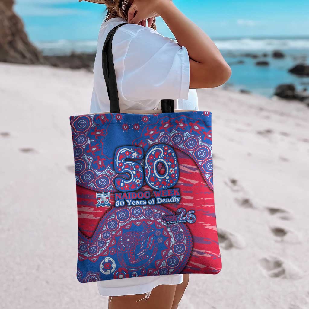 Western Bulldogs NAIDOC Week 2026 Tote Bag Australian Aboriginal Dot Art Dreamtime Pattern Style