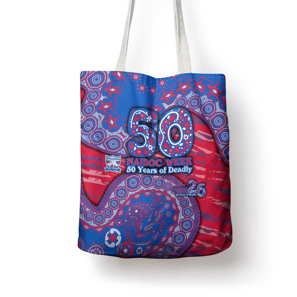 Western Bulldogs NAIDOC Week 2026 Tote Bag Australian Aboriginal Dot Art Dreamtime Pattern Style