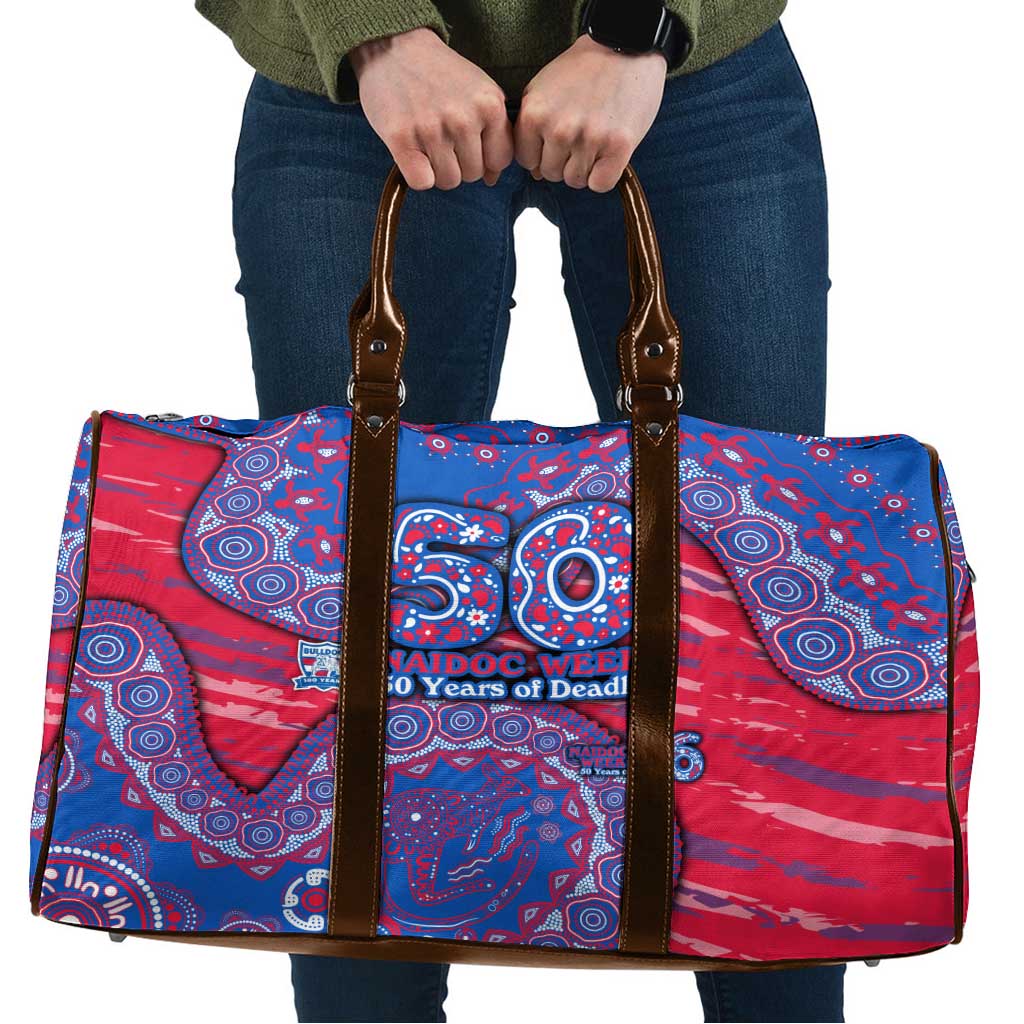 Western Bulldogs NAIDOC Week 2026 Travel Bag Australian Aboriginal Dot Art Dreamtime Pattern Style