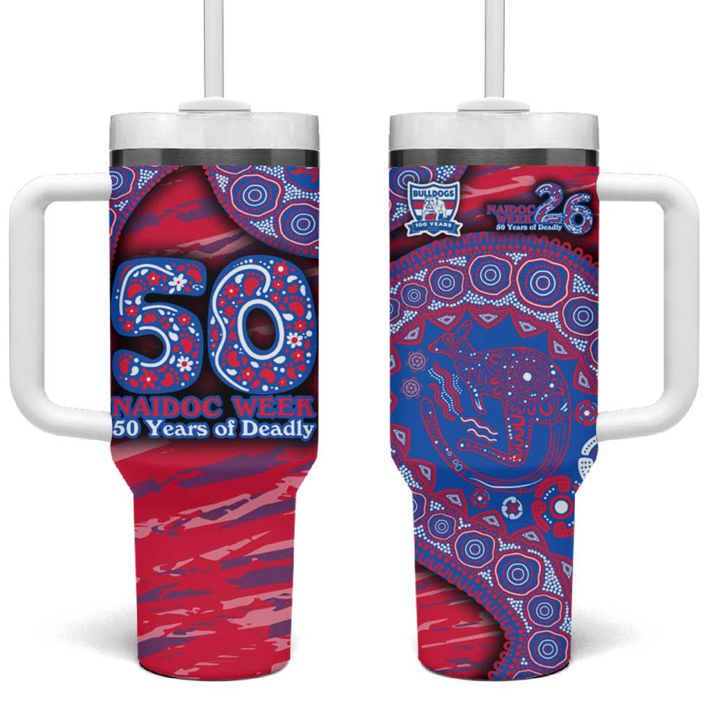 Western Bulldogs NAIDOC Week 2026 Tumbler With Handle Australian Aboriginal Dot Art Dreamtime Pattern Style