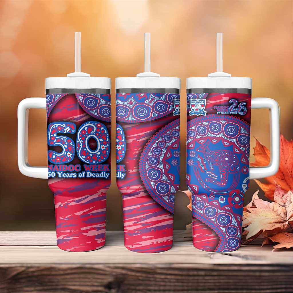 Western Bulldogs NAIDOC Week 2026 Tumbler With Handle Australian Aboriginal Dot Art Dreamtime Pattern Style