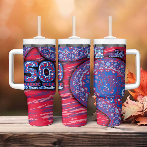 Western Bulldogs NAIDOC Week 2026 Tumbler With Handle Australian Aboriginal Dot Art Dreamtime Pattern Style