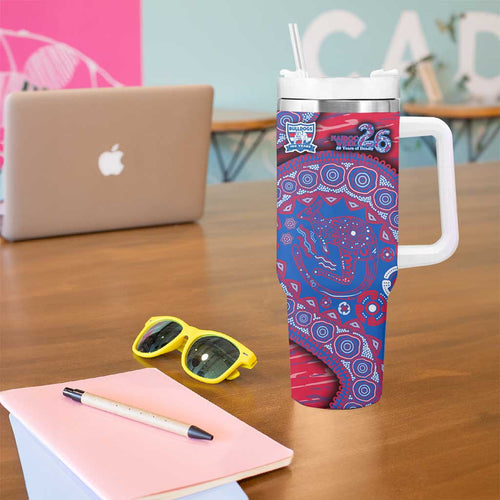 Western Bulldogs NAIDOC Week 2026 Tumbler With Handle Australian Aboriginal Dot Art Dreamtime Pattern Style