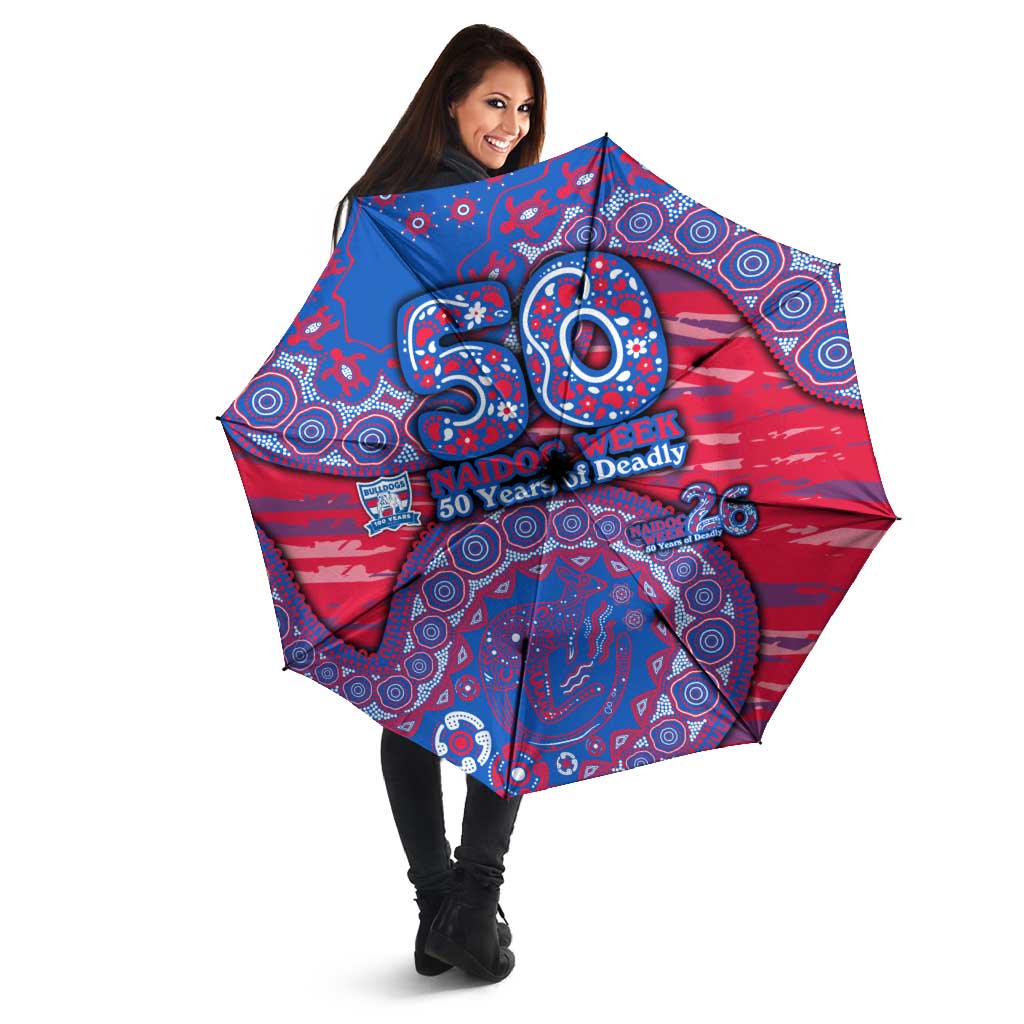 Western Bulldogs NAIDOC Week 2026 Umbrella Australian Aboriginal Dot Art Dreamtime Pattern Style