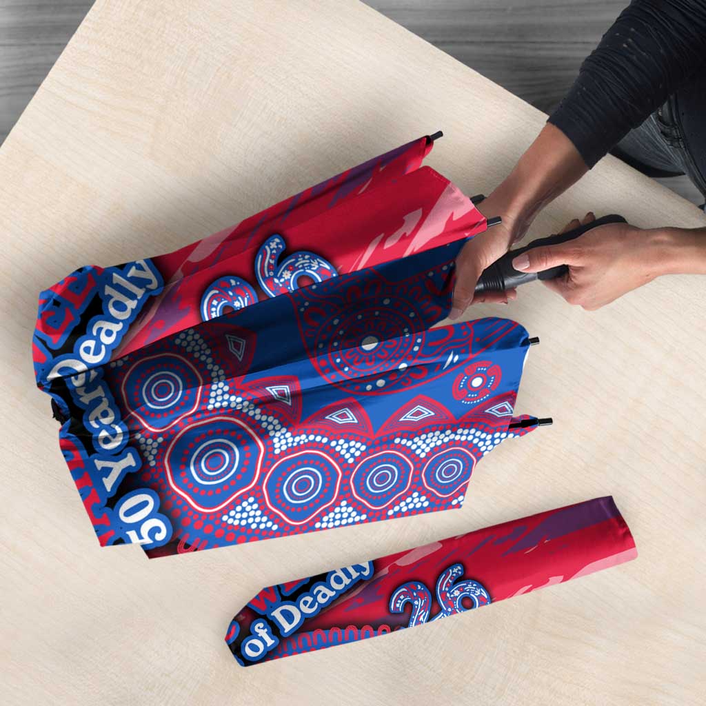 Western Bulldogs NAIDOC Week 2026 Umbrella Australian Aboriginal Dot Art Dreamtime Pattern Style