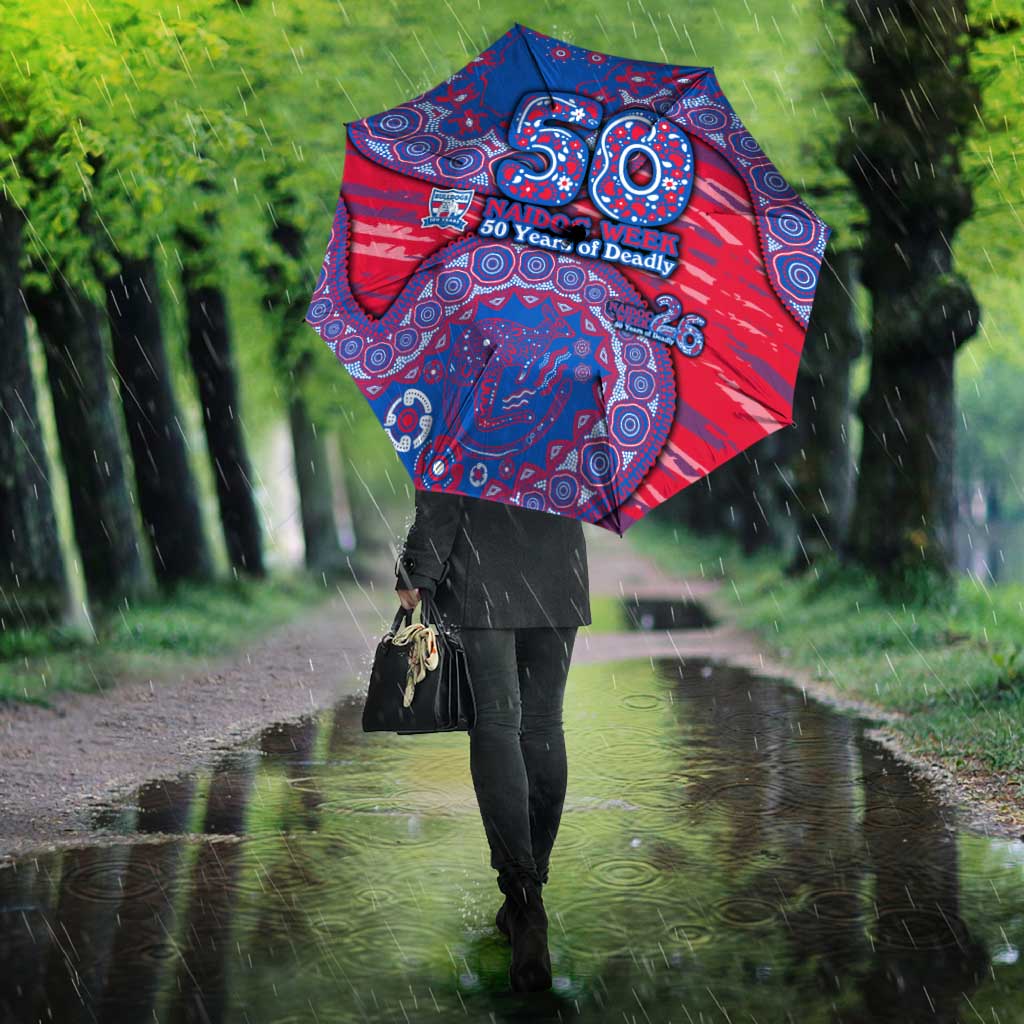 Western Bulldogs NAIDOC Week 2026 Umbrella Australian Aboriginal Dot Art Dreamtime Pattern Style