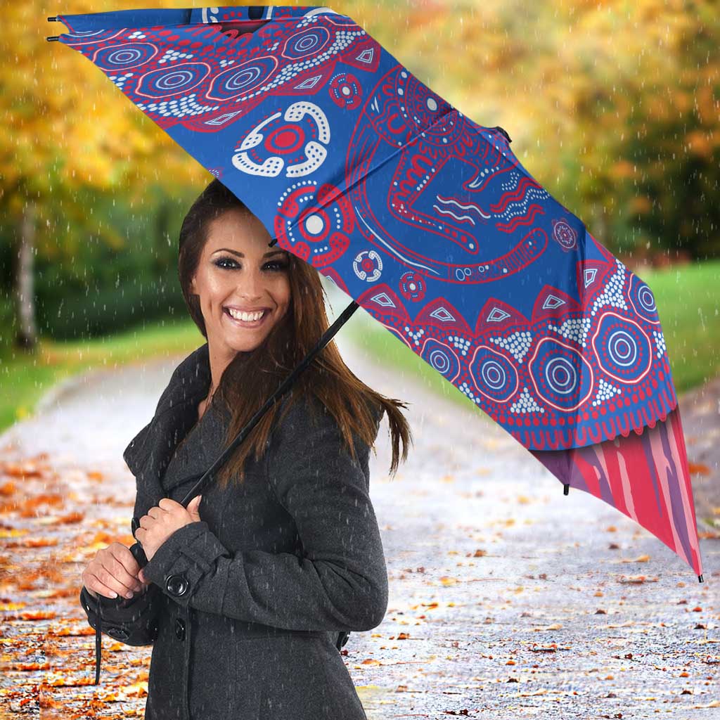 Western Bulldogs NAIDOC Week 2026 Umbrella Australian Aboriginal Dot Art Dreamtime Pattern Style