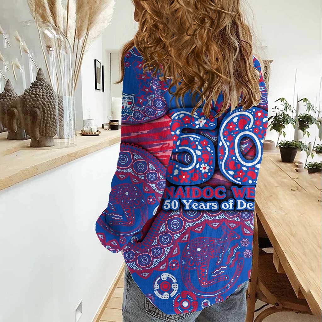 Western Bulldogs NAIDOC Week 2026 Women Casual Shirt Australian Aboriginal Dot Art Dreamtime Pattern Style