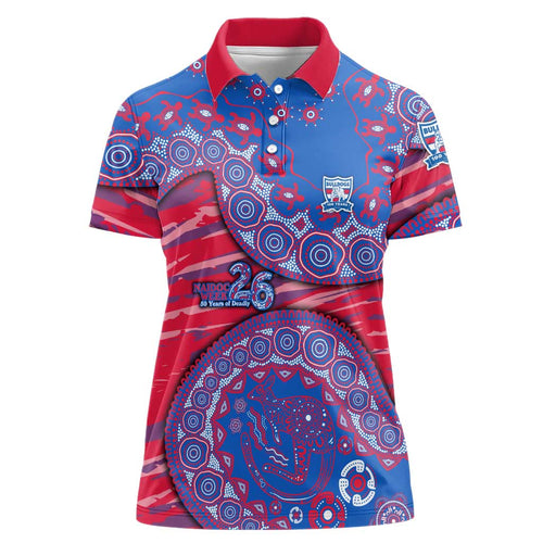 Western Bulldogs NAIDOC Week 2026 Women Polo Shirt Australian Aboriginal Dot Art Dreamtime Pattern Style