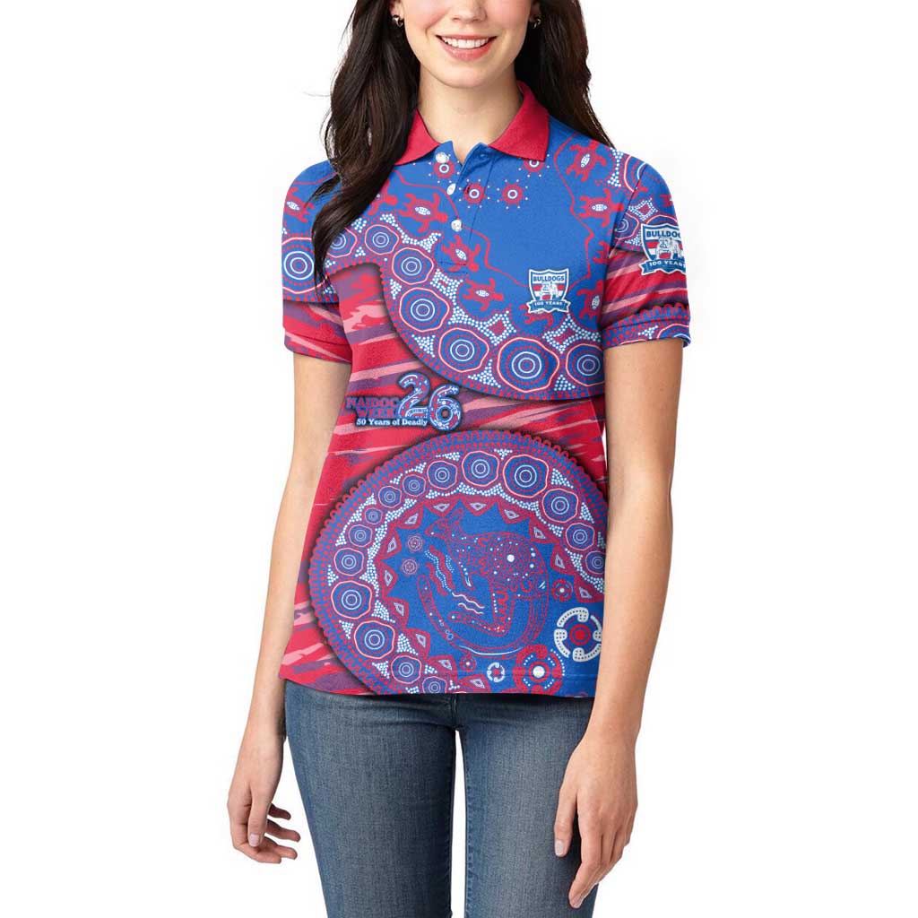 Western Bulldogs NAIDOC Week 2026 Women Polo Shirt Australian Aboriginal Dot Art Dreamtime Pattern Style