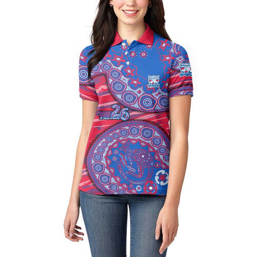 Western Bulldogs NAIDOC Week 2026 Women Polo Shirt Australian Aboriginal Dot Art Dreamtime Pattern Style